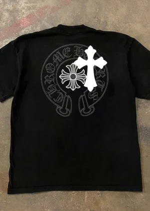 Men's T-shirt Cotton heavy cross print T-shirt Harajuku y2k casual O-neck short sleeve unisex