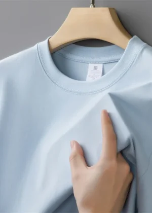 230g Men's Oversized Thick Round Neck T-shirt Summer Short Sleeved T-shirt Pure Cotton Solid Color Top Casual Versatile T-shirt