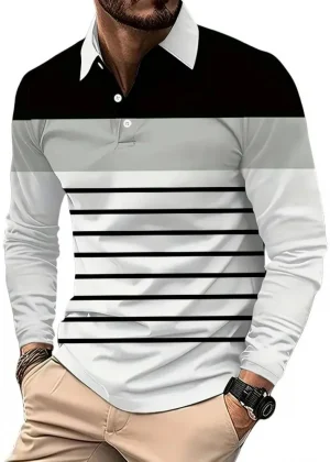 The new men's POLO shirt for Spring and Autumn 2025 is skin-friendly soft casual and fashionable with striped prints