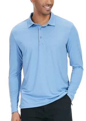 Men's Lightweight Sport Athletic Polo Shirt Thin Long Sleeve Shirts Spring Summer Outdoor Running Workout Hiking Golf Polo Shirt