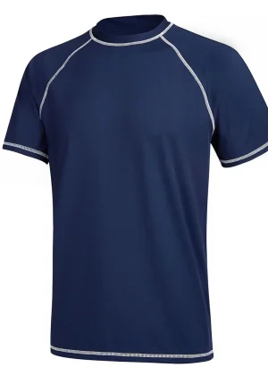 Summer Men Large Size UPF 50+ T-Shirts Beach Sports Surf Shirt Short Sleeve Quick Dry Breathable Sportswear Outdoor Swimming Top